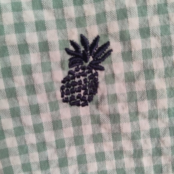 TOMMY HILFIGER Gingham Check Seersucker w Pineapple Cotton Shorts Sz 38 New - Picture 8 of 10